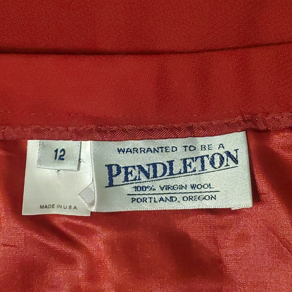Pendleton Women's Cherry Red 100% Wool A-line Skirt Size 12 - Picture 6 of 6
